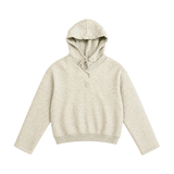 Hidden Logo Cropped Hoodie - Grey Melange