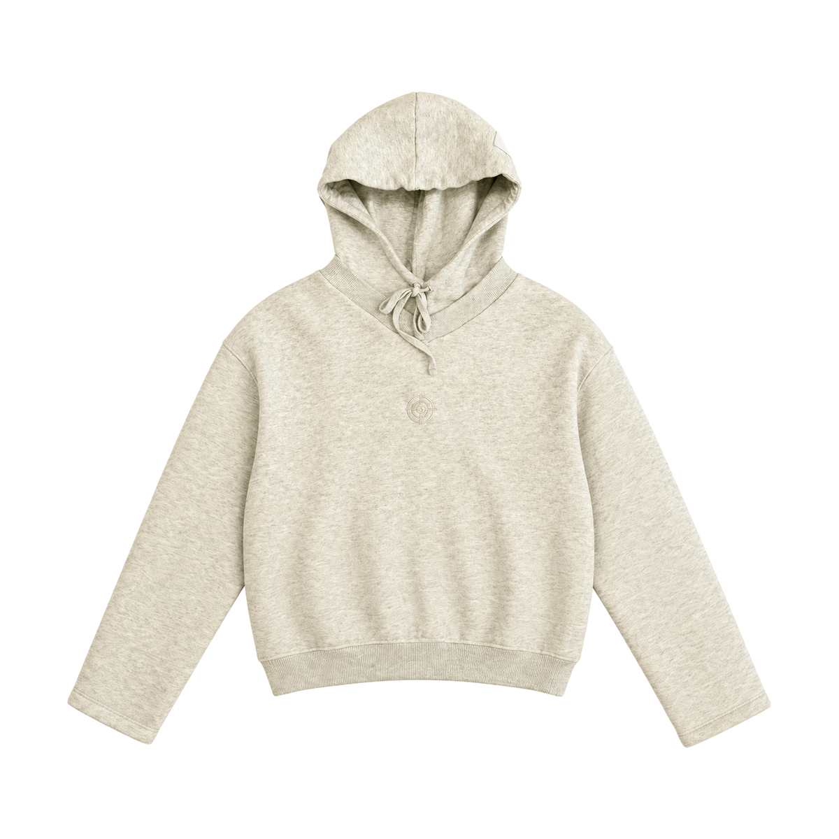 Hidden Logo Cropped Hoodie - Grey Melange